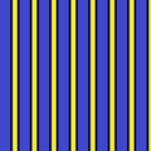 Yellow and Black Ticking Stripe on Blue