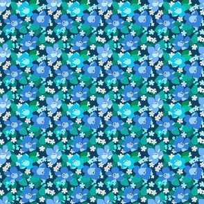 Retro Floral - Blue (small scale)