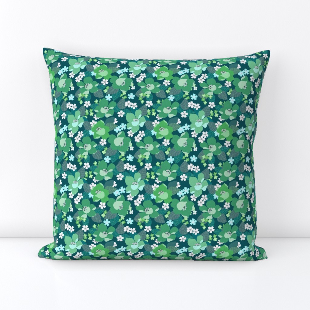 Retro Floral - Green (small scale)