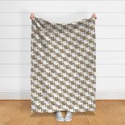 Catstooth- Houndstooth with Cats Large- Khaki and White Geometric Cats- Cute Cat Fabric- Classic Modern Wallpaper- Extra Large Pied de Poule- Mushroom Tan- Ecru- Brown- Beige