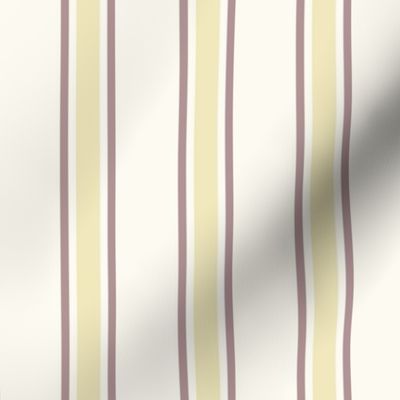 Yellow and Pink Ticking Stripe on Off White