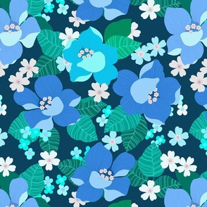 Retro Floral - Blue 