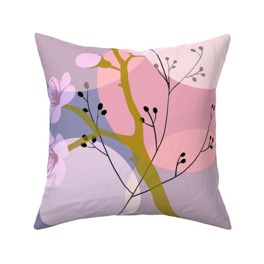 floral botanicals - sakura on grey