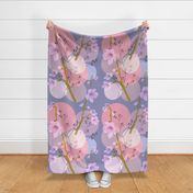 floral botanicals - sakura on grey