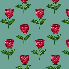 Romantic Roses - Teal