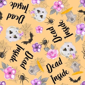 Large Scale Dead Inside Skeletons Spiders Bats Day of the Dead Sugar Skulls Pastel Flowers