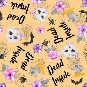 Medium Scale Dead Inside Skeletons Spiders Bats Day of the Dead Sugar Skulls Pastel Flowers
