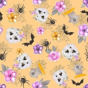 Medium Scale Skeletons Spiders Bats Day of the Dead Sugar Skulls Pastel Flowers