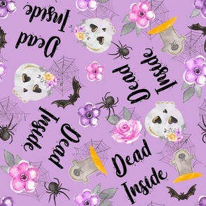  Large Scale Dead Inside Skeletons Spiders Bats Day of the Dead Sugar Skulls Pastel Pink and Purple Flowers