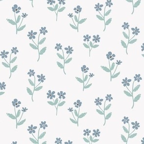 Sophia / medium scale/  blue green floral fabric design