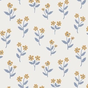 Sophia / medium scale/  beige yellow blue floral fabric design