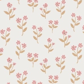 Sophia / medium scale/  pink yellow floral fabric design