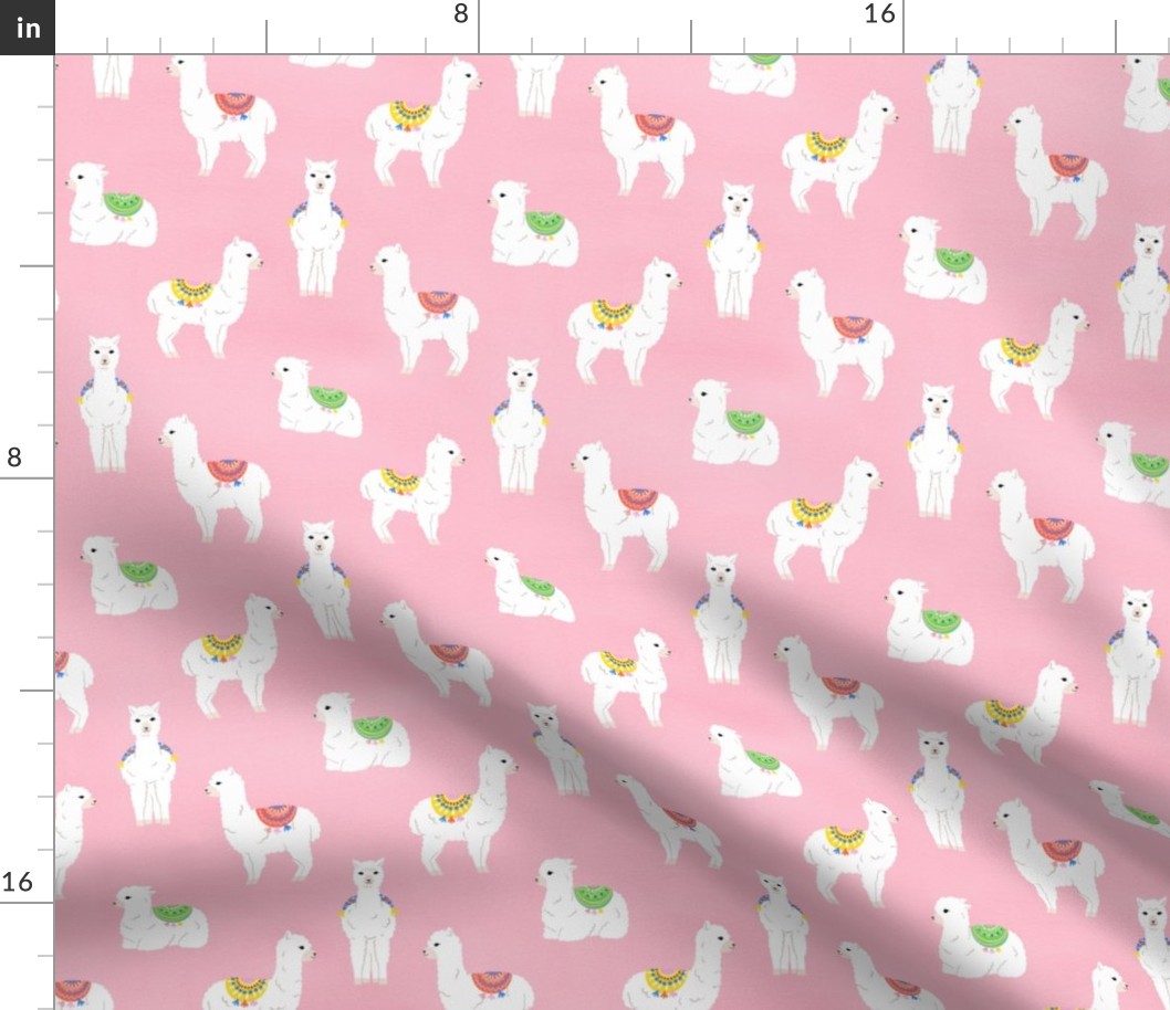 Polka Dot Alpacas on Bubblegum Pink - Small