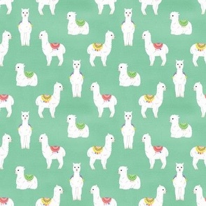 Polka Dot Alpacas on Pasture Green - Tiny