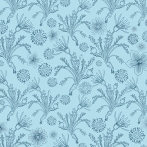 Wild flowers pale blue