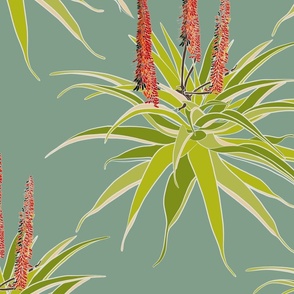 Aloes in sage green large