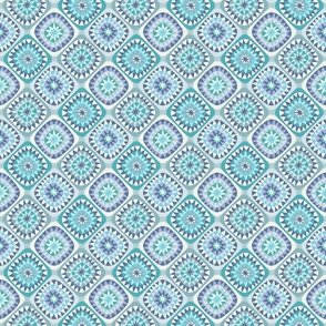 sparkling squares diamonds large scale turquoise blue by Pippa Shaw