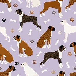 Boxer Dogs Paws and Bones Purple