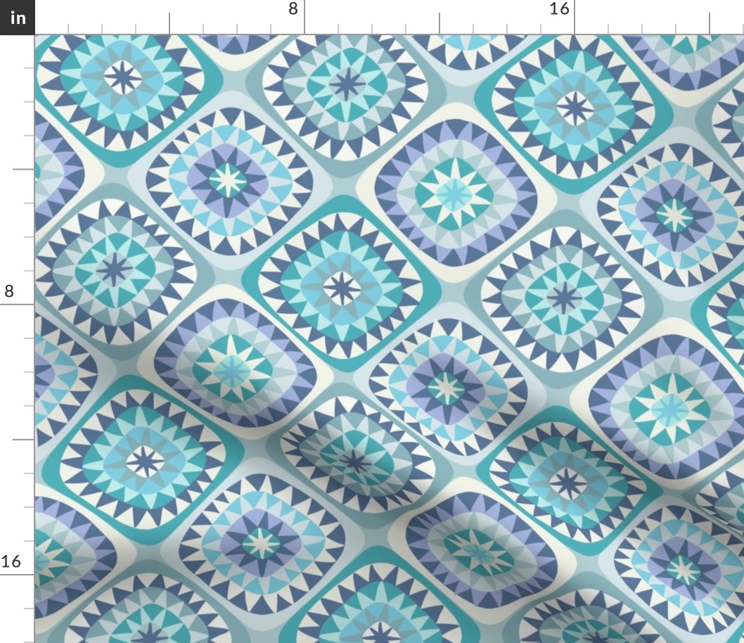 sparkling squares diamonds XL scale turquoise blue by Pippa Shaw