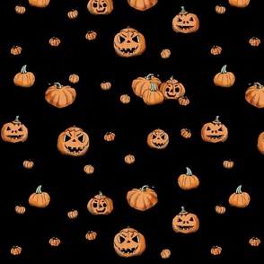 Pumpkins on Black - large