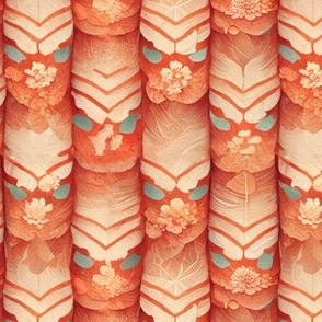 Beautiful red kimono flower pattern Japan