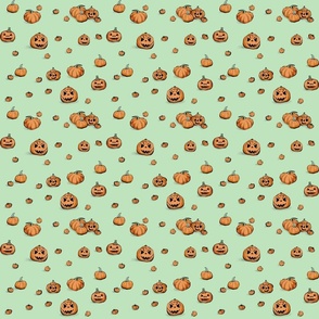 Pumpkins on Mint - small (6 inch)