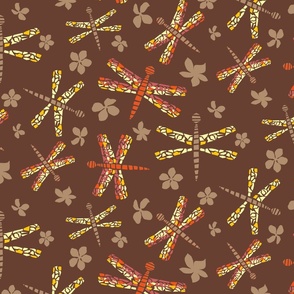 Dragonflies with Flowers Pattern