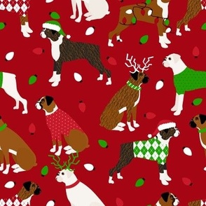 Boxer Dog Christmas Red