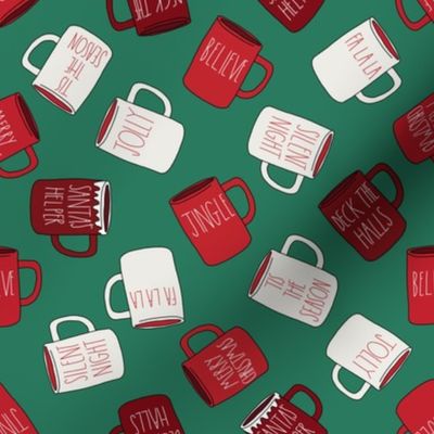 MEDIUM  farmhouse mugs fabric - christmas mugs fabric 