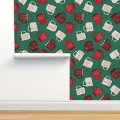 MEDIUM  farmhouse mugs fabric - christmas mugs fabric 