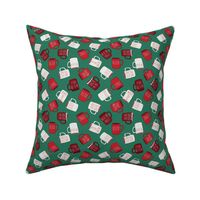 SMALL farmhouse mugs fabric - christmas mugs fabric 