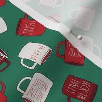 SMALL farmhouse mugs fabric - christmas mugs fabric 