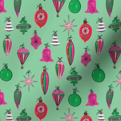 Retro Pink and Green Ornaments 