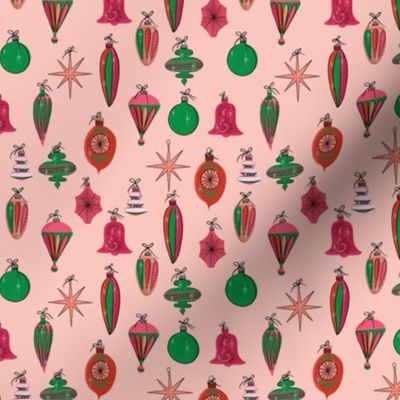  Retro Pink and Green Ornaments Pink