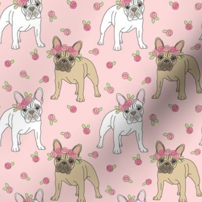 medium French bulldogs with roses