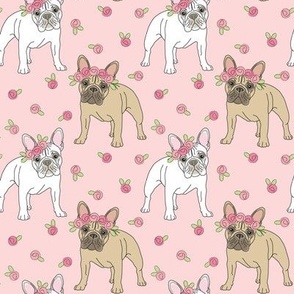 medium French bulldogs with roses