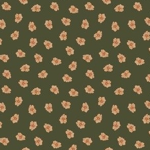 ditsy peach watercolor floral-rifle green