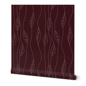 leaf stripes on burgundy - medium scale