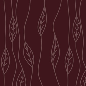 leaf stripes on burgundy - medium scale