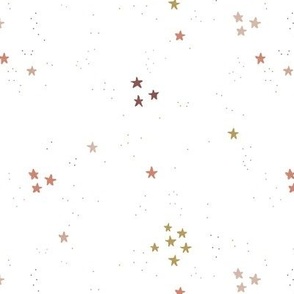 Starry winter night christmas constellation sparkles and stars Scandinavian nursery golden caramel blush brown on white