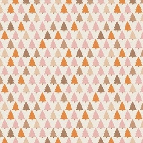 Minimal christmas pine trees winter forest in orange blush pink tan on sand seventies palette SMALL