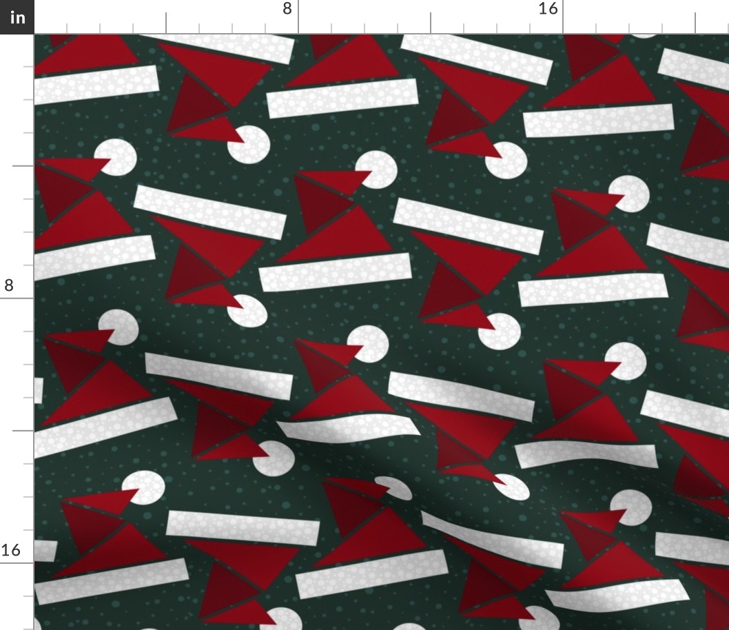 santa hats geometric - stylized christmas hats - xmas fabric
