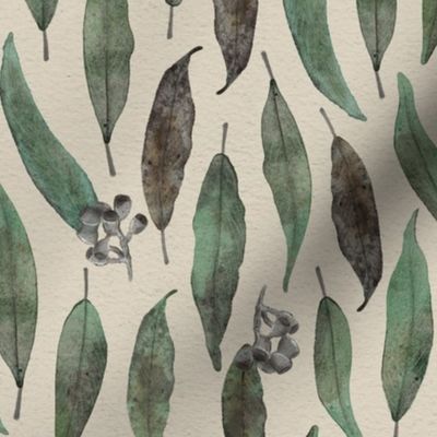 Eucalyptus Gum Leaves Watercolour Tan