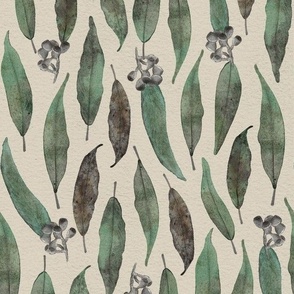 Eucalyptus Gum Leaves Watercolour Tan