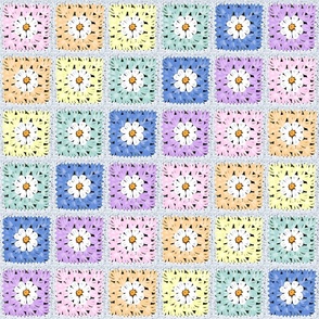 Rainbow Daisy Granny Squares - Crochet Look