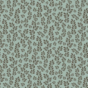 Funky Beige Leaves on a mint green background (small scale)