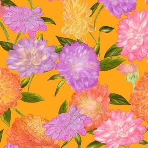 Flower Spray - Amber Orange