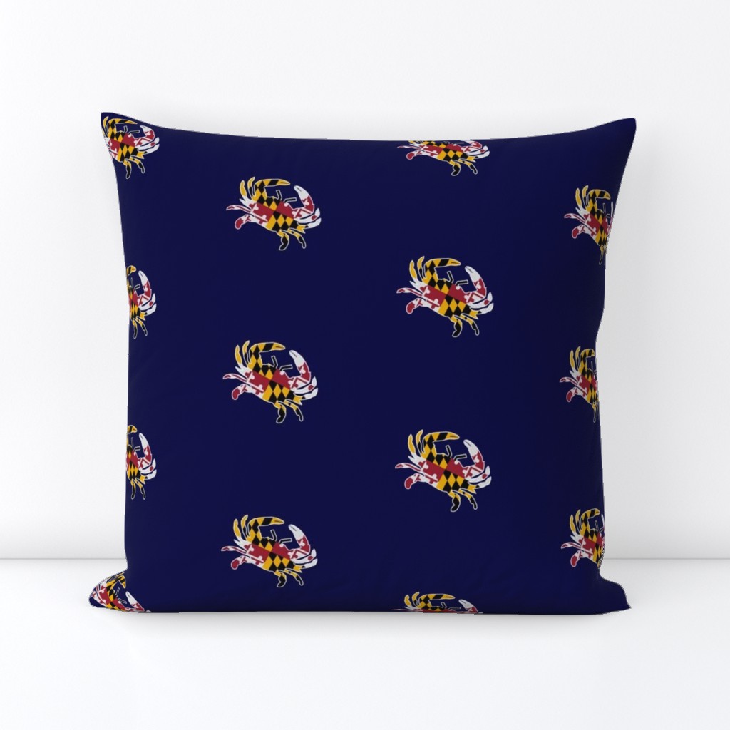 Maryland crabs with flag on Navy Blue