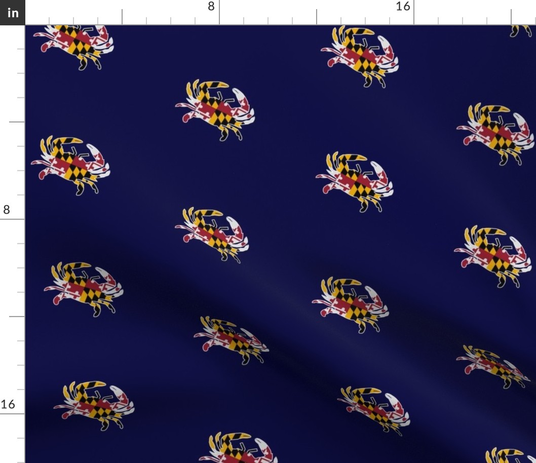 Maryland crabs with flag on Navy Blue