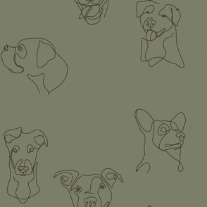 Dog outlines, dark olive